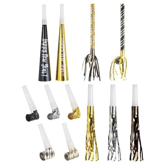 New Year&#x27;s Horns &#x26; Blowouts Mega Value Pack